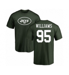 Football New York Jets #95 Quinnen Williams Green Name & Number Logo T-Shirt