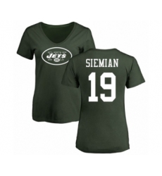 Football Women's New York Jets #19 Trevor Siemian Green Name & Number Logo T-Shirt