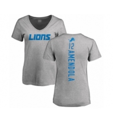 Football Women's Detroit Lions #12 Danny Amendola Ash Backer T-Shirt