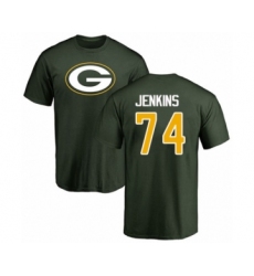 Football Green Bay Packers #74 Elgton Jenkins Green Name & Number Logo T-Shirt