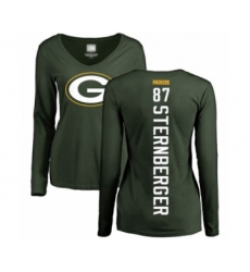 Football Women's Green Bay Packers #87 Jace Sternberger Green Backer Long Sleeve T-Shirt