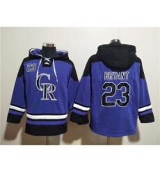 Men's Colorado Rockies #23 Kris Bryant Purple Ageless Must-Have Lace-Up Pullover Hoodie