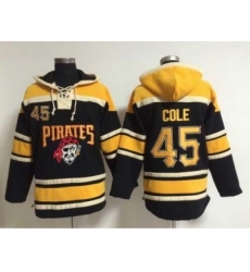 Men's Pittsburgh Pirates #45 Gerrit Cole Alternate Black MLB Hoodie
