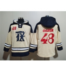 Men's Texas Rangers #48 Jacob DeGrom Cream Ageless Must-Have Lace-Up Pullover Hoodie