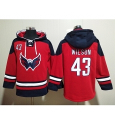 Men's Washington Capitals #43 Tom Wilson Red Ageless Must Have Lace Up Pullover Hoodie