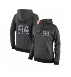 Football Women's Washington Redskins #94 Da'Ron Payne Stitched Black Anthracite Salute to Service Player Performance Hoodie