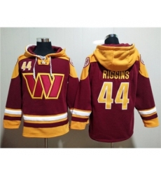 Men's Washington Commanders #44 John Riggins Burgundy Lace-Up Pullover Hoodie
