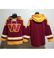 Men's Washington Commanders Blank Burgundy Lace-Up Pullover Hoodie