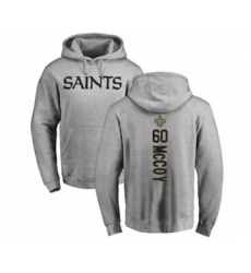 Football New Orleans Saints #60 Erik McCoy Ash Backer Pullover Hoodie
