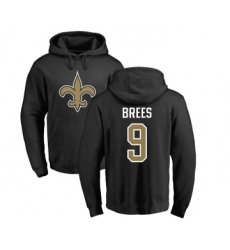 Football New Orleans Saints #9 Drew Brees Black Name & Number Logo Pullover Hoodie