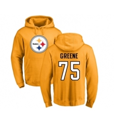 Football Pittsburgh Steelers #75 Joe Greene Gold Name & Number Logo Pullover Hoodie
