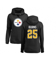 Football Women's Pittsburgh Steelers #25 Artie Burns Black Name & Number Logo Pullover Hoodie
