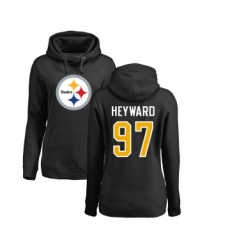 Football Women's Pittsburgh Steelers #97 Cameron Heyward Black Name & Number Logo Pullover Hoodie