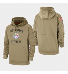 Men's Pittsburgh Steelers Tan 2019 Salute to Service Sideline Therma Pullover Hoodie