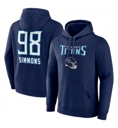 Men's Tennessee Titans #98 Jeffery Simmons Navy Team Wordmark Name & Number Pullover Hoodie