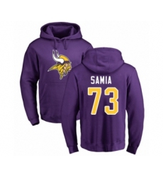 Football Minnesota Vikings #73 Dru Samia Purple Name & Number Logo Pullover Hoodie