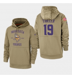 Men's Minnesota Vikings #19 Adam Thielen 2019 Salute to Service Sideline Therma Pullover Hoodie - Tan
