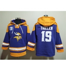 Men's Minnesota Vikings #19 Adam Thielen Purple Yellow Ageless Must-Have Lace-Up Pullover Hoodie