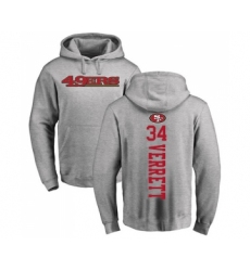 Football San Francisco 49ers #34 Jason Verrett Ash Backer Pullover Hoodie