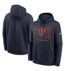Men's Chicago Bears Navy Busted Play Club Fleece Pullover Hoodie