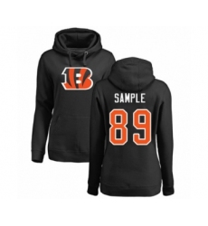 Football Women's Cincinnati Bengals #89 Drew Sample Black Name & Number Logo Pullover Hoodie