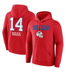 Men's Buffalo Bills #14 Stefon Diggs Red Team Wordmark Player Name & Number Pullover Hoodie