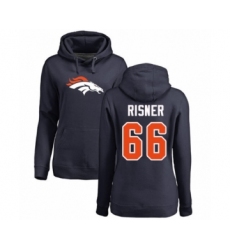 Football Women's Denver Broncos #66 Dalton Risner Navy Blue Name & Number Logo Pullover Hoodie