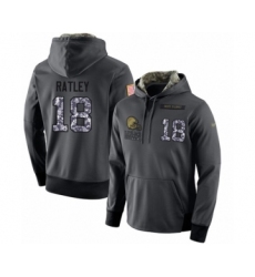 Football Men's Cleveland Browns #18 Damion Ratley Stitched Black Anthracite Salute to Service Player Performance Hoodie