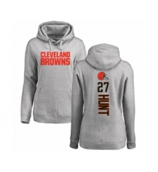 Football Women's Cleveland Browns #27 Kareem Hunt Ash Backer Pullover Hoodie