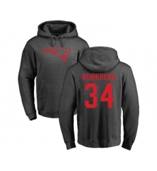 Football New England Patriots #34 Rex Burkhead Ash One Color Pullover Hoodie