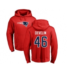 Football New England Patriots #46 James Develin Red Name & Number Logo Pullover Hoodie