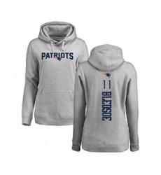 Football Women's New England Patriots #11 Drew Bledsoe Ash Backer Pullover Hoodie