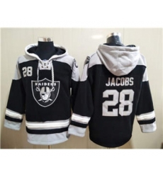 Men's Las Vegas Raiders #28 Josh Jacobs Ageless Must-Have Lace-Up Pullover Football Hoodie