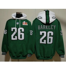 Men's Philadelphia Eagles #26 Saquon Barkley Green Super Bowl LIX Pullover Hoodie
