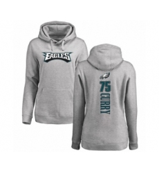 Women's Philadelphia Eagles #75 Vinny Curry Ash Backer Pullover Hoodie