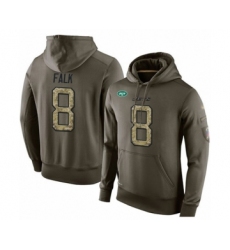 Football Men's New York Jets #8 Luke Falk Green Salute To Service Pullover Hoodie