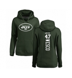 Football Women's New York Jets #47 Trevon Wesco Green Backer Pullover Hoodie