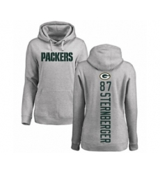 Football Women's Green Bay Packers #87 Jace Sternberger Ash Backer Hoodie