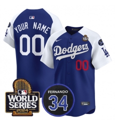 Men's Los Angeles Dodgers ACTIVE PLAYER Custom Royal White 2024 World Series With Fernando Memorial Patch Limited Stitched Baseball Jersey