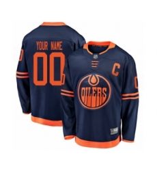 Men's Edmonton Oilers Customized Authentic Navy Blue Alternate Fanatics Branded Breakaway Hockey Jersey