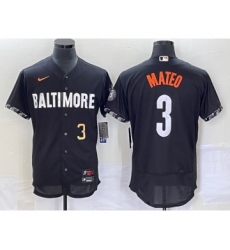 Men's Baltimore Orioles #3 Jorge Mateo Number Black 2023 City Connect Flex Base Stitched Jersey