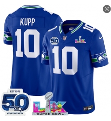Men's Seattle Seahawks#10 Cooper Kupp Royal 2025 F.U.S.E. Super Bowl LX And 50th Season Vapor Throwback Limited Football Stitched Jersey