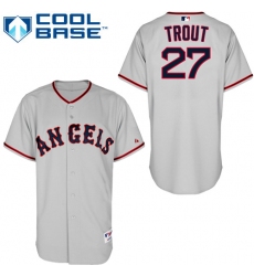 Men's Majestic Los Angeles Angels of Anaheim #27 Mike Trout Authentic Grey 1965 Turn Back The Clock MLB Jersey