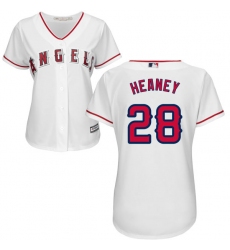 Women's Majestic Los Angeles Angels of Anaheim #28 Andrew Heaney Authentic White Home Cool Base MLB Jersey