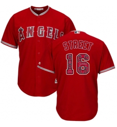 Men's Majestic Los Angeles Angels of Anaheim #16 Huston Street Authentic Red Team Logo Fashion Cool Base MLB Jersey