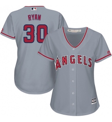 Women's Majestic Los Angeles Angels of Anaheim #30 Nolan Ryan Replica Grey Road Cool Base MLB Jersey