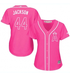 Women's Majestic Los Angeles Angels of Anaheim #44 Reggie Jackson Authentic Pink Fashion MLB Jersey
