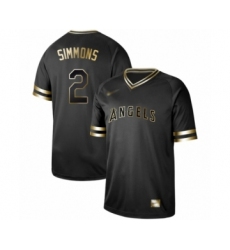 Men's Los Angeles Angels of Anaheim #2 Andrelton Simmons Authentic Black Gold Fashion Baseball Jersey