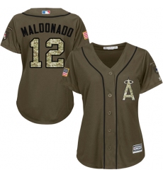 Women's Majestic Los Angeles Angels of Anaheim #12 Martin Maldonado Replica Green Salute to Service MLB Jersey