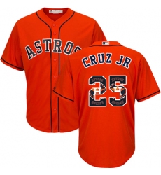 Men's Majestic Houston Astros #25 Jose Cruz Jr. Authentic Orange Team Logo Fashion Cool Base MLB Jersey